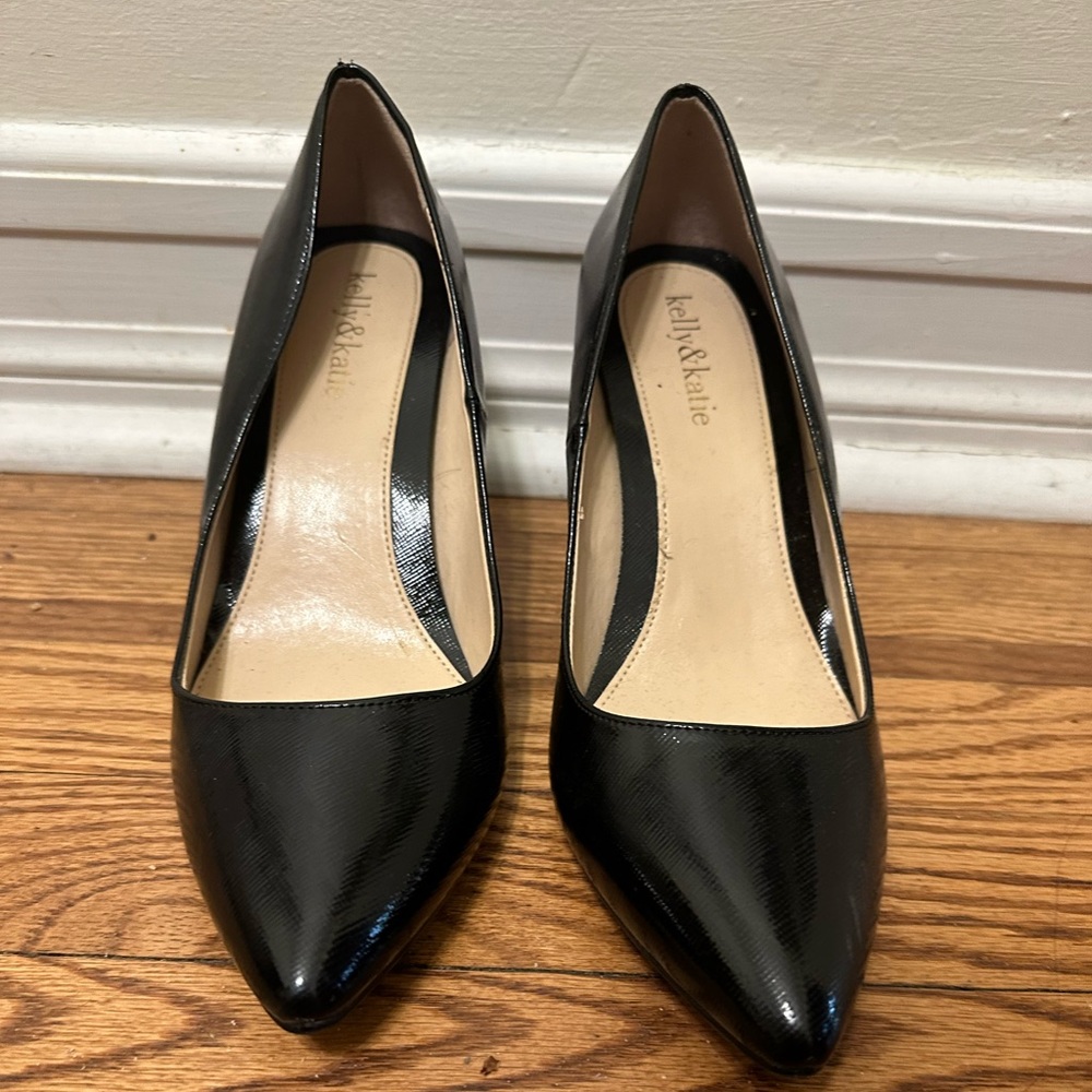 Kelly & Katie Black Vegan Patent Leather Heels Size 8.5